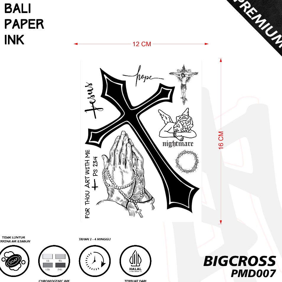 Big Salib PMD7  Premium Tattoo  By Bali Paper Ink Temporary Tatto