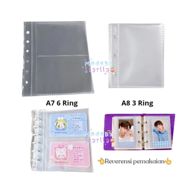 

(BISA COD✅) SLEEVE BINDER PHOTOCARD 6 RING A8 3 RING DOUBLE SIDE