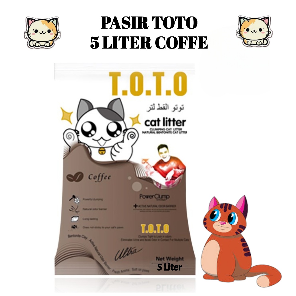 Pasir Kucing Gumpal Wangi TOTO Aroma Coffee Kopi 5L 5 L Liter 5Liter