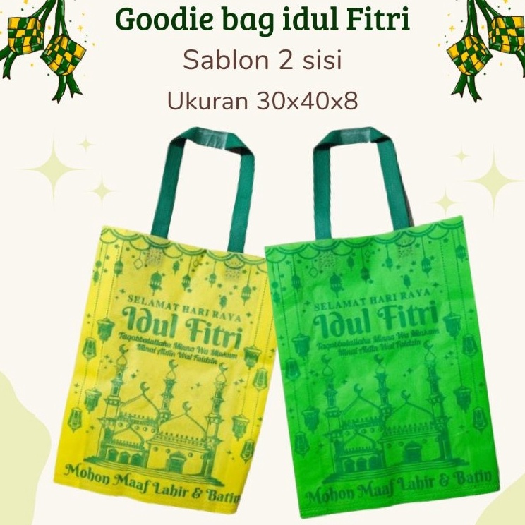 

Terjangkau Goodie bag lebaran LUSINAN 12pcs 2 sisi 3x4x8 Tas Hampers spundbond lebaran