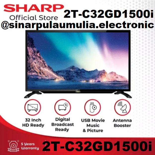 Sharp LED TV 32 Inch Digital - 2T-C32GD1500i / 2T C 32 GD 1500 i / 2TC32GD1500i / 2T C 32GD 1500i 32
