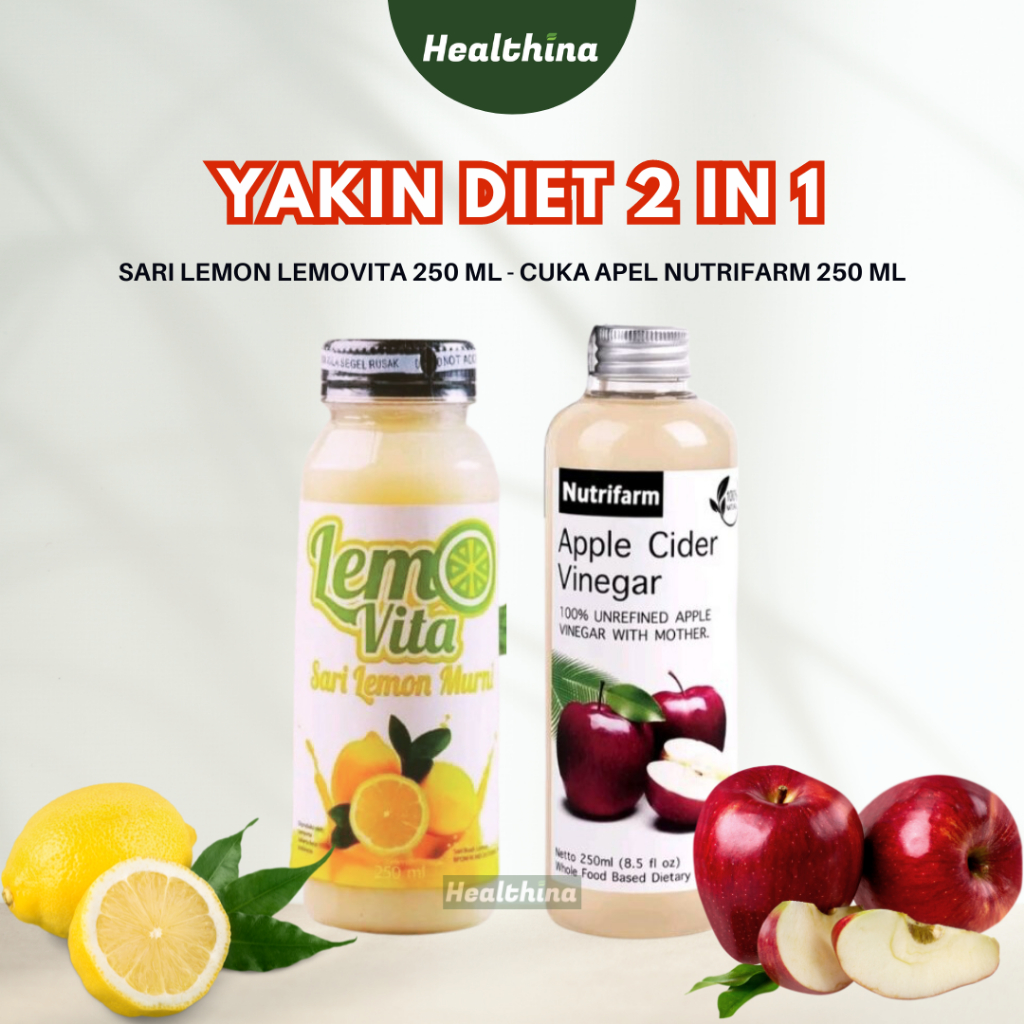 

Paket Yakin Diet 2 in 1/Sari Lemon Lemovita 250 ml + Cuka Apple Nutrifam 250 ml/BPOM/COD MAKASSAR