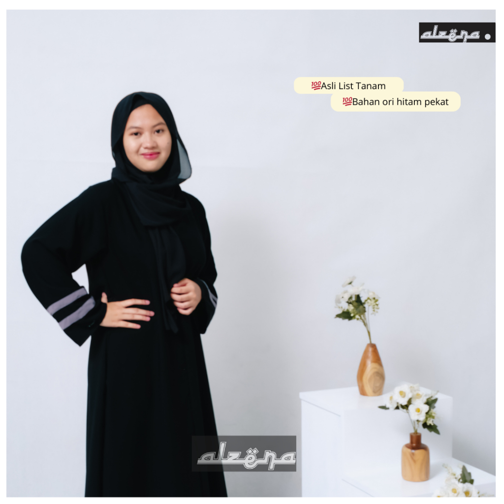 GROSIR ABAYA GAMIS HITAM ARAB SAUDI CASUAL SIMPLE BASIC REMAJA ALZENA-HABBIBAH