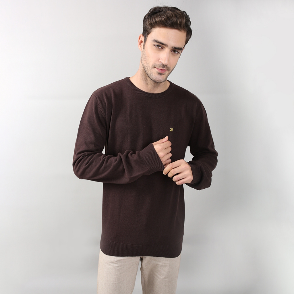 Johnwin - Sweater Pria - Motif Polos - Coklat - ASW.660.D047.002.C-L/S - Free keychain