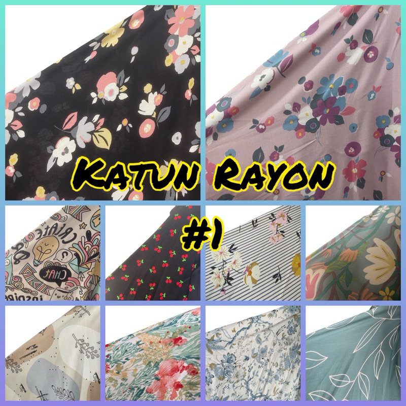 Kain Katun Rayon Motif Viscose Premium Uniqlo. Bahan Pajamas, Bahan Gamis, Bahan mukena B1
