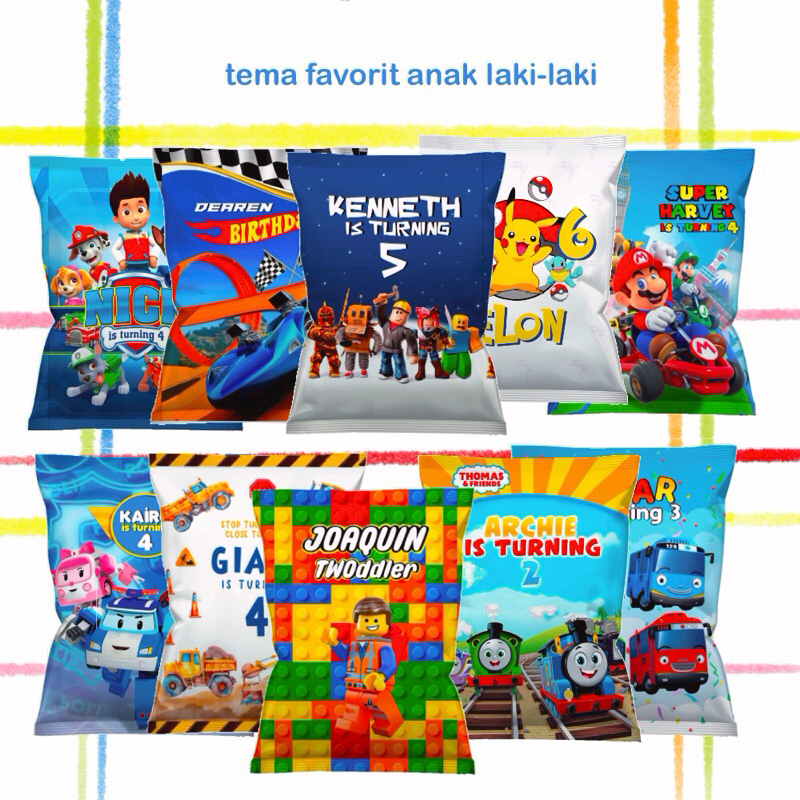 Pouch Snack Jumbo / Kemasan Pouch Snack Ulang Tahun Anak