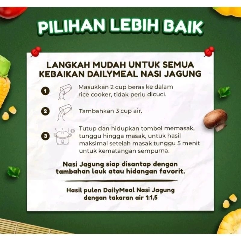 

RB Dailymeal Nasi Jagung 1Kg Beras Rice Jagung Bebas Gula Bebas Gluten
