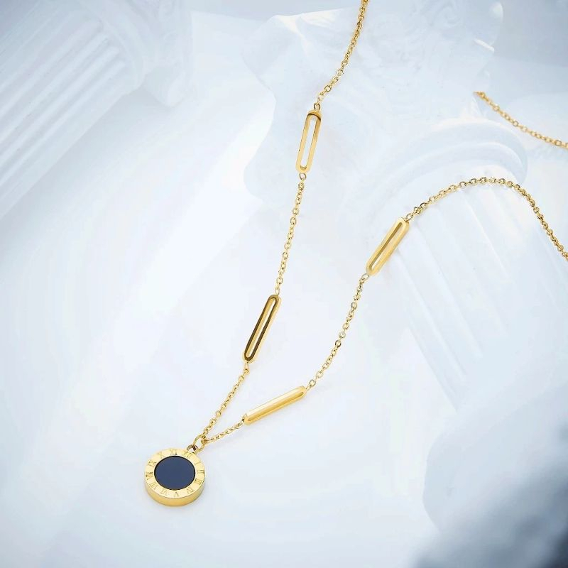 kalung titanium motif buah hitam wanita style korea