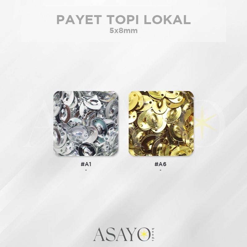 Payet YCK / Lokal Topi 5x8mm (0.5x0.8cm) Silve Gold isi 450gr / 1Pon