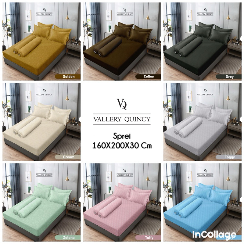 Sprei Vallery Quincy 160x200 Tinggi 30 cm Polos - Sprei Polos 160x200 Tinggi 30 cm