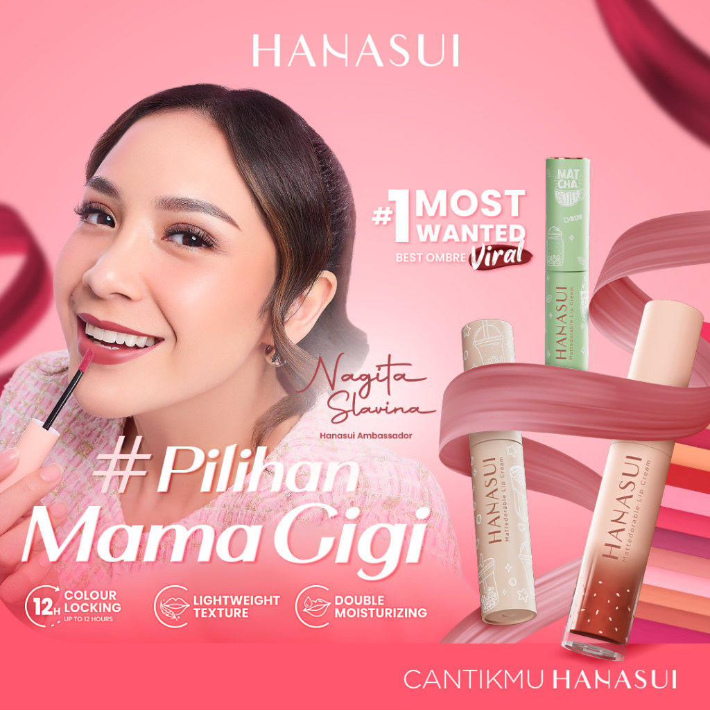 AS Hanasui Mattedorable Lip Cream Tint Boba LipCream Matte Tintdorable LipTint Matcha Vinyl / Lipsti