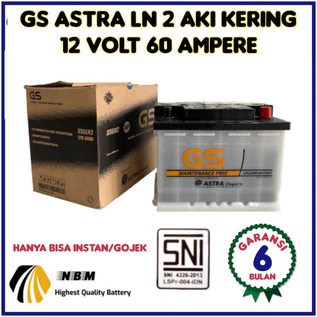 Aki Mobil Inova Reborn Bensin/Fortuner Bensin Gs astra aki kering LN2 60 AH