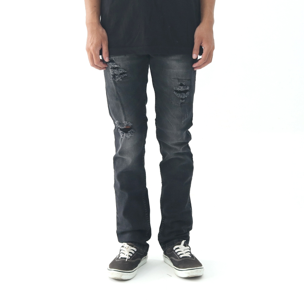 Yesterday–Jeans Pants|Celana Panjang Pria Distro Premium Original Denim Sobek Cowok Hitam Ripped Jea