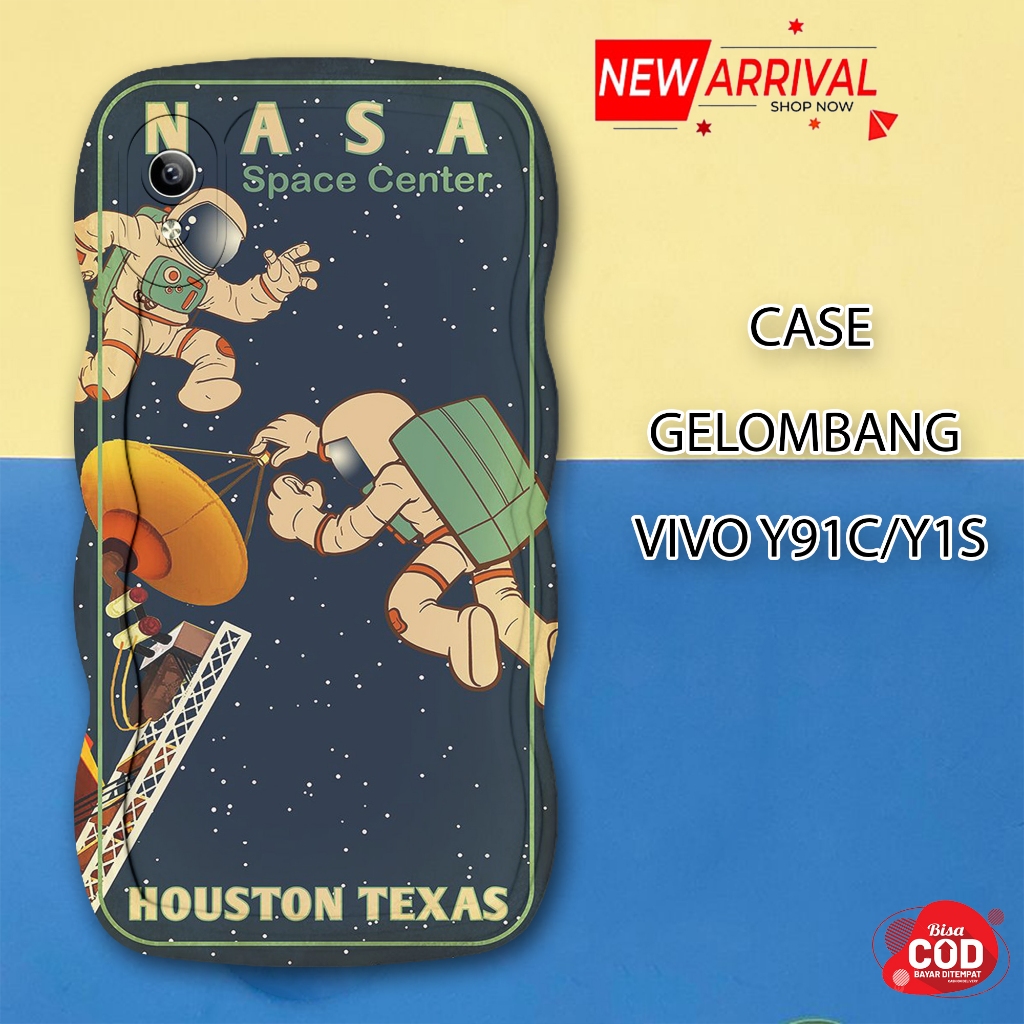 Soft Case GELOMBANG Hp Vivo Y91C - Vivo Y1S - Case Pro Camera - Fashion Case - Motif Astronot - Casi
