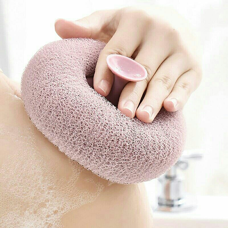 Spons Mandi Bulat Penghilang Daki Sikat Kulit Gosok Pijat Bahan Lembut Premium Quality dengan Pegang