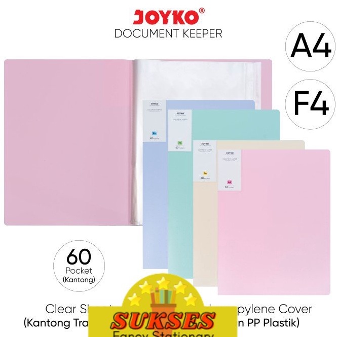

ART I2W4 DK6 Document Keeper Clear Holder Map File Dokumen Folder Joyko Pastel A4 F4 isi 6