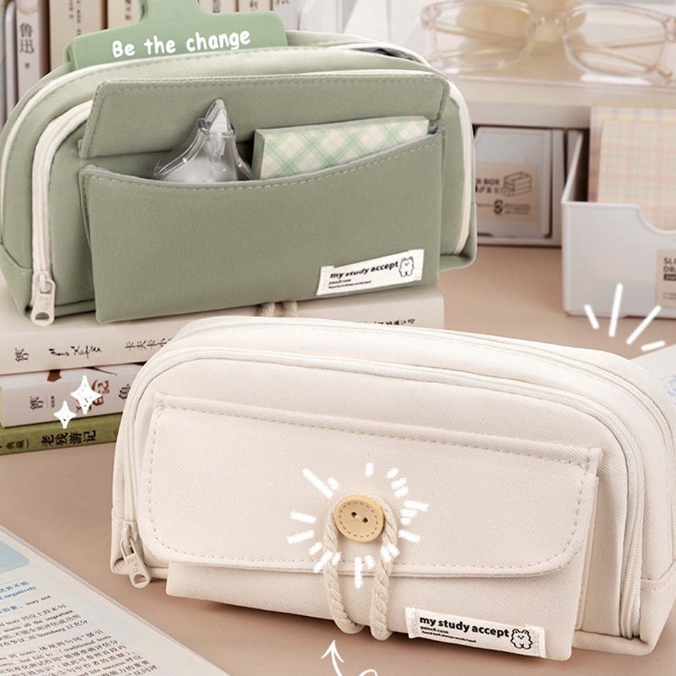 

ART W3K5 Kotak Pensil Kanvas Multiwarna Kotak Pena Estetika Kapasitas Besar Korea Perlengkapan Penyimpanan Alat Tulis Siswa Sekolah