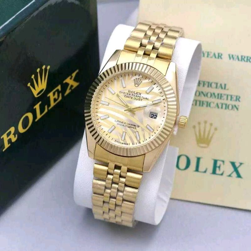 Jam Tangan Pria Rolex Rantai Stainless steel R2165 Tanggal Aktif Free Box Original Dan Baterai Cadan