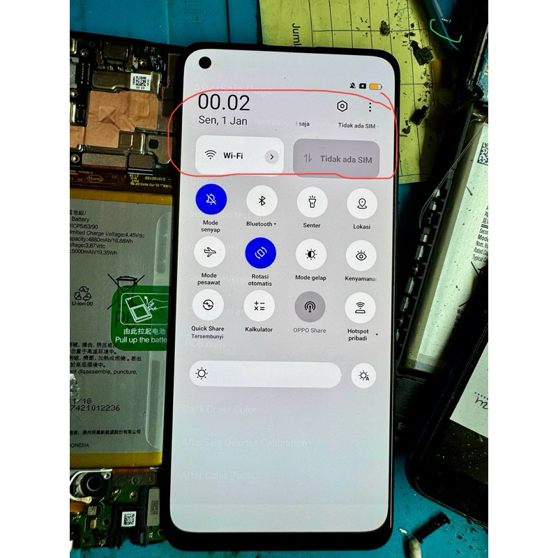 LCD+TS ORIGINAL COPOTAN OPPO A95 DAN OPPO A16 MINUS LAYAR SENTUH BAGIAN ATAS GAK FUNGSI