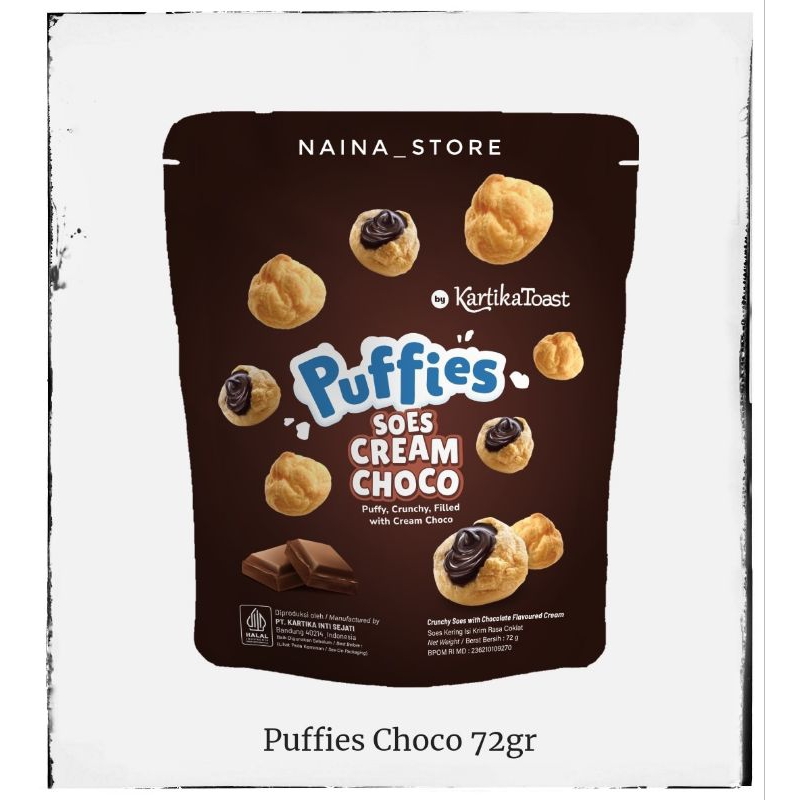 

SOES KERING COKLAT PUFFIES KARTIKASARI BANDUNG/ PUFFIES KARTIKA TOAST CHOCO 72 GR/ SUS KERING COKLAT