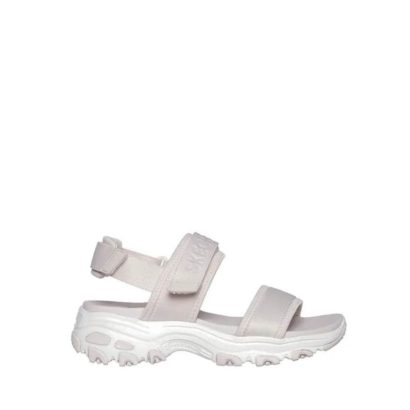 Sepatu Sandal Skechers Arch Fit Sendal Wedges Tali Strap Wanita Cewek Original Natural