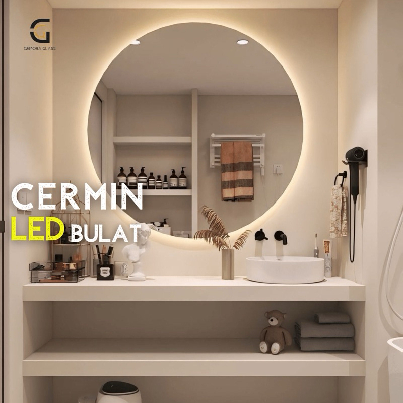 NEW  Cermin Bulat LED Strip 50cm (Free Packing Kayu) Kaca Cermin Lampu Aesthetic/ LED Lamp/