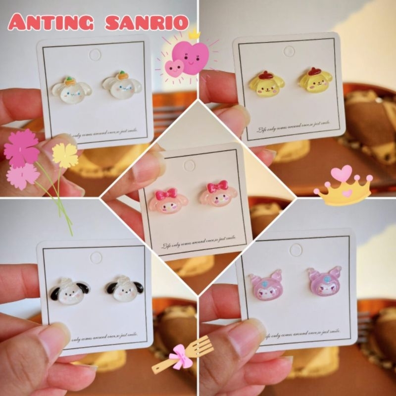 Anting Tusuk Tindik Plastik Anti Alergi Anak Perempuan Wanita Dewasa Motif Sanrio Stud Earrings Melo