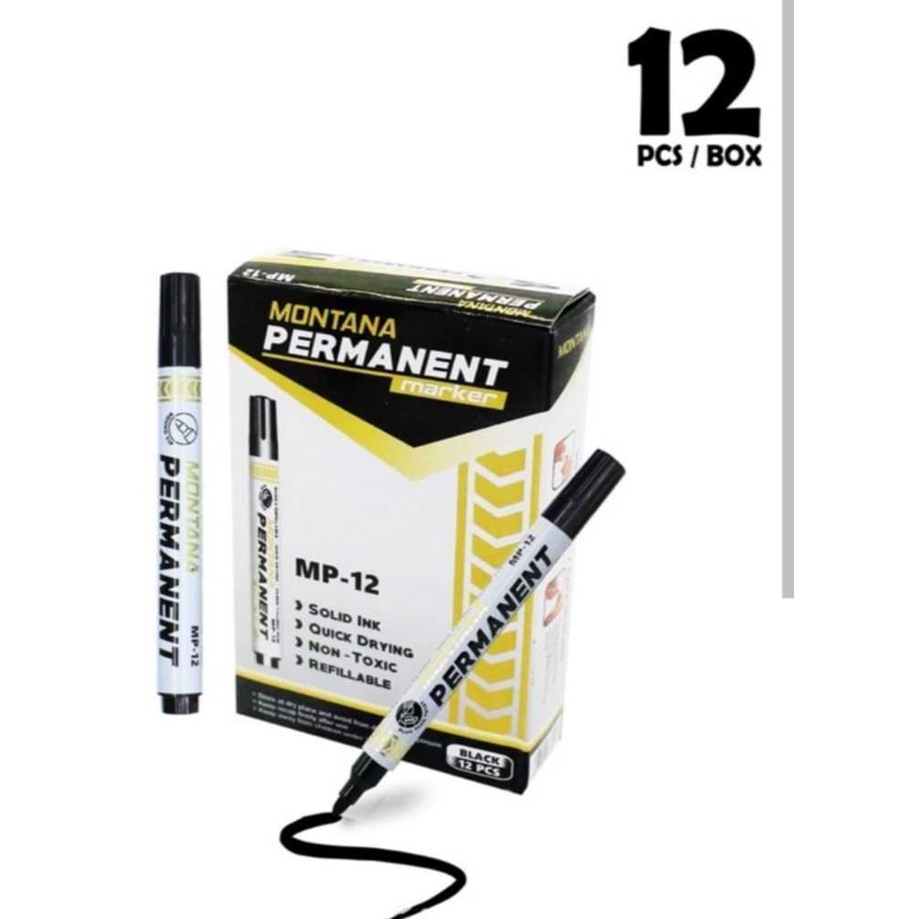 

[ GROSIR 12PCS/1 KOTAK ] SPIDOL PERMANENT MARKER [MONTANA] SPIDOL PERMANEN WATER PROOF SPIDOL BESAR.