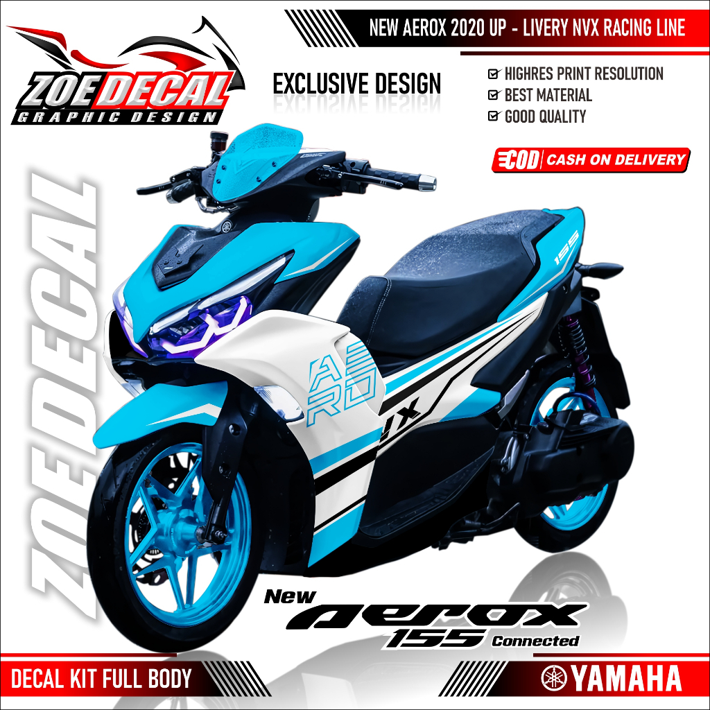 Terbaru Decal Stiker FULL BODY Yamaha Aerox New 155 Connected /ABS livery Racing Line NVX