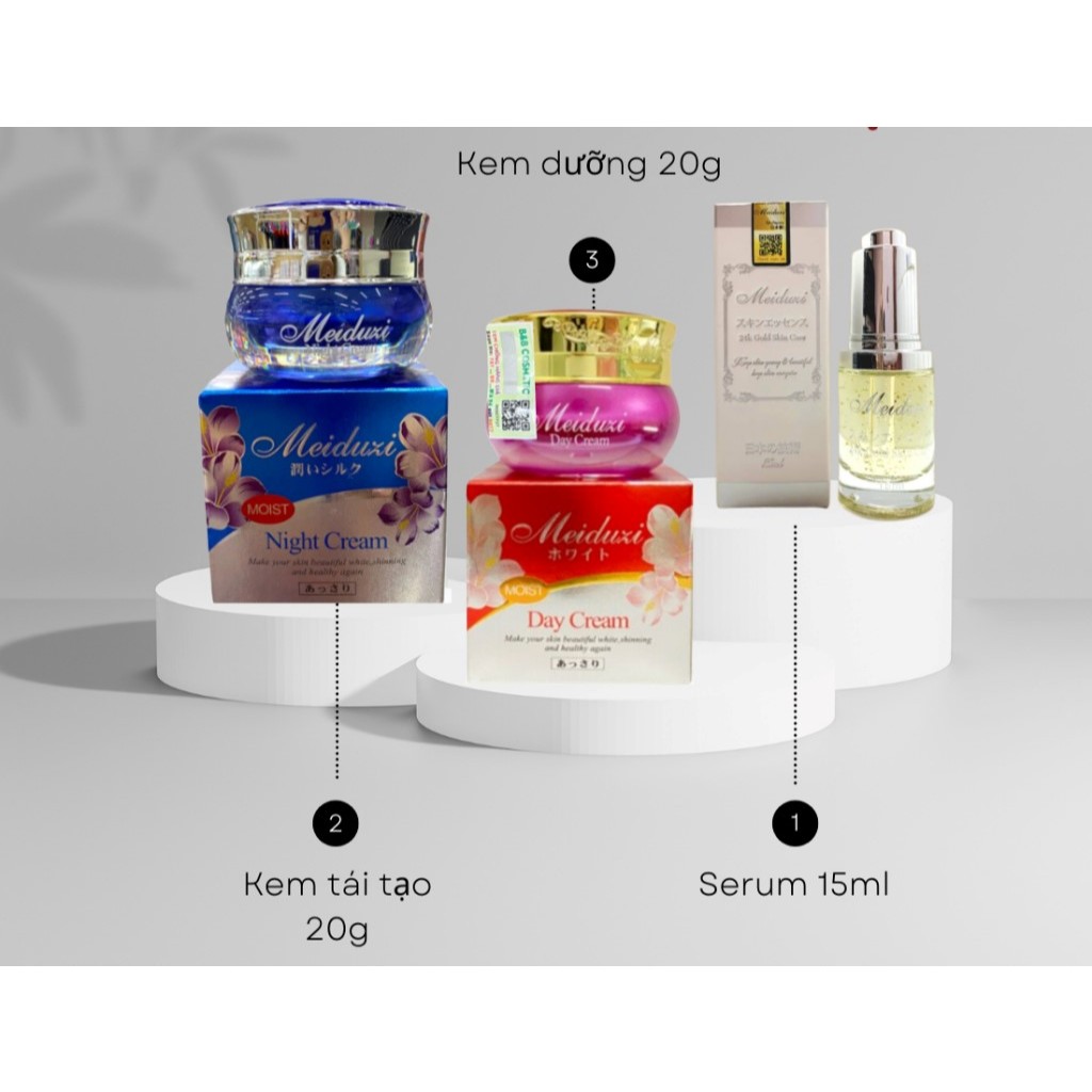 Meiduzi Cream Siang Malam Logo M + Serum Meiduzi Gold Original/Meiduzi