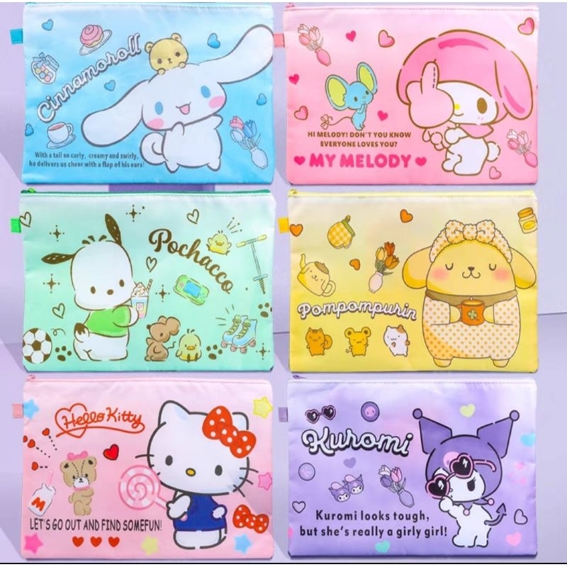 

Tas Map kain A4 sanrio resleting anaksekolah dan berkas
