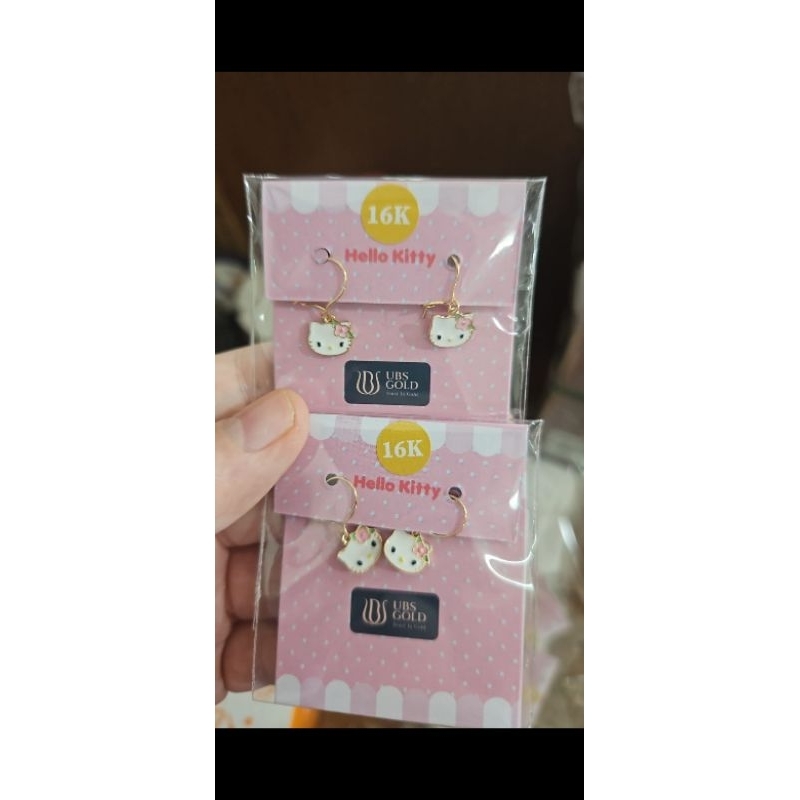 anting anak agogo gantung hello kitty sanrio pink merah emas asli 700 70% 16k