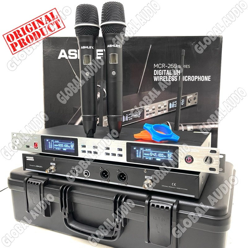 Mic Wireless Ashley MCR 268 Black Free Koper Original 2bh Microphone Wireless Ashley MCR268 Hitam Mc