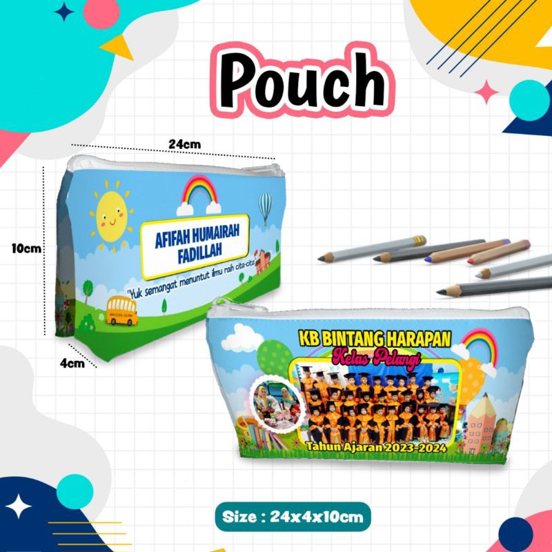 

Tempat pensil custom pouch Nama + Foto. Ukuran 22x11cm / 24x4x10cm
