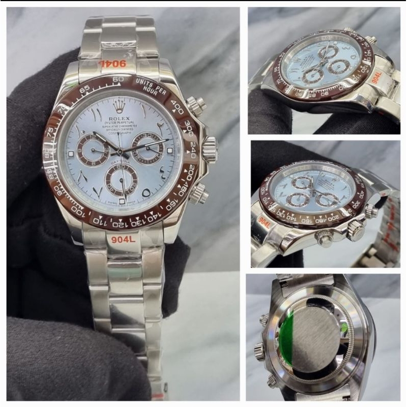 jam tangan pria rolex daytona automatic chrono all stainless steel kualitas original