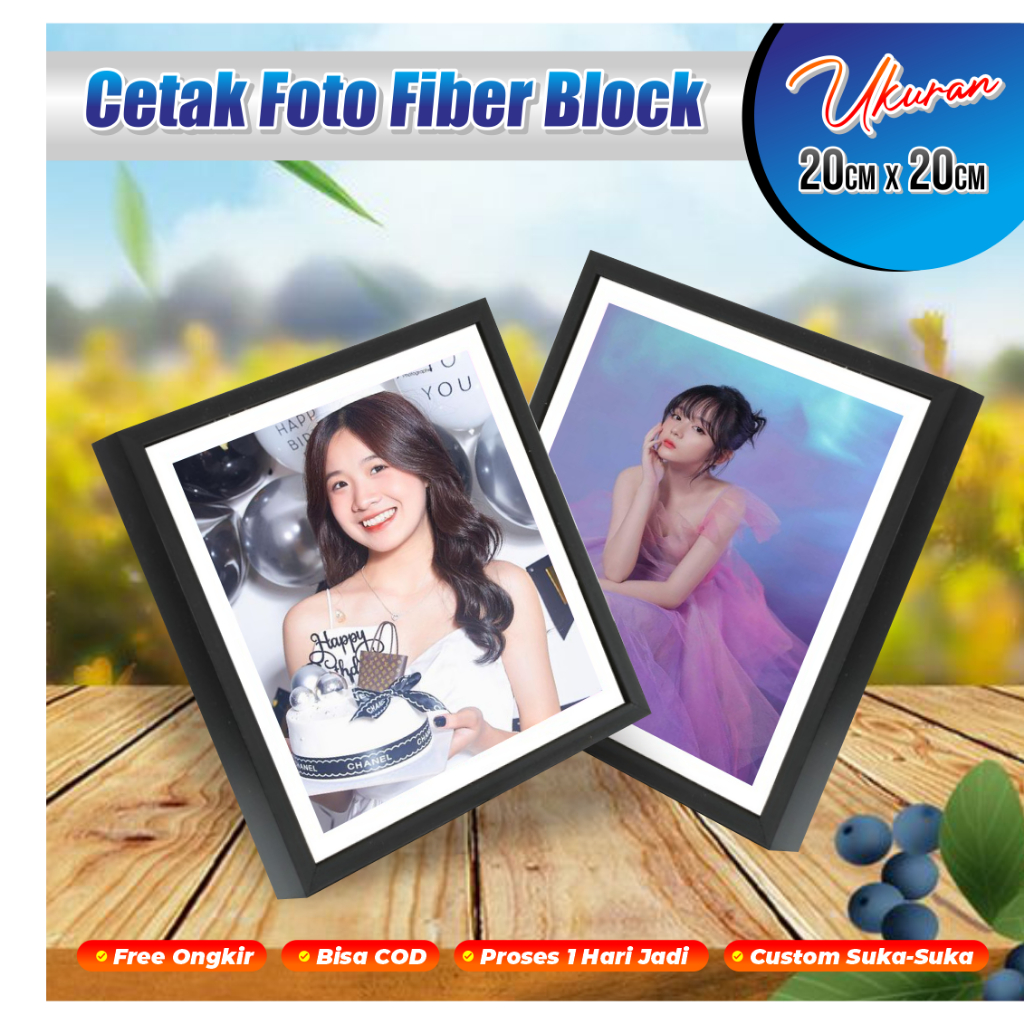 Proses 1 Hari Jadi - Cetak Foto Kanvas Hitam + Bingkai Photowall Tinggal Tempel 20x20 Bingkai Fiber 