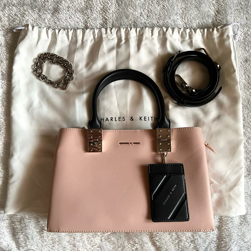 Tas Charles and Keith Double Top Handle Structured Bag / Tas Charles & Keith Preloved Original / Tas