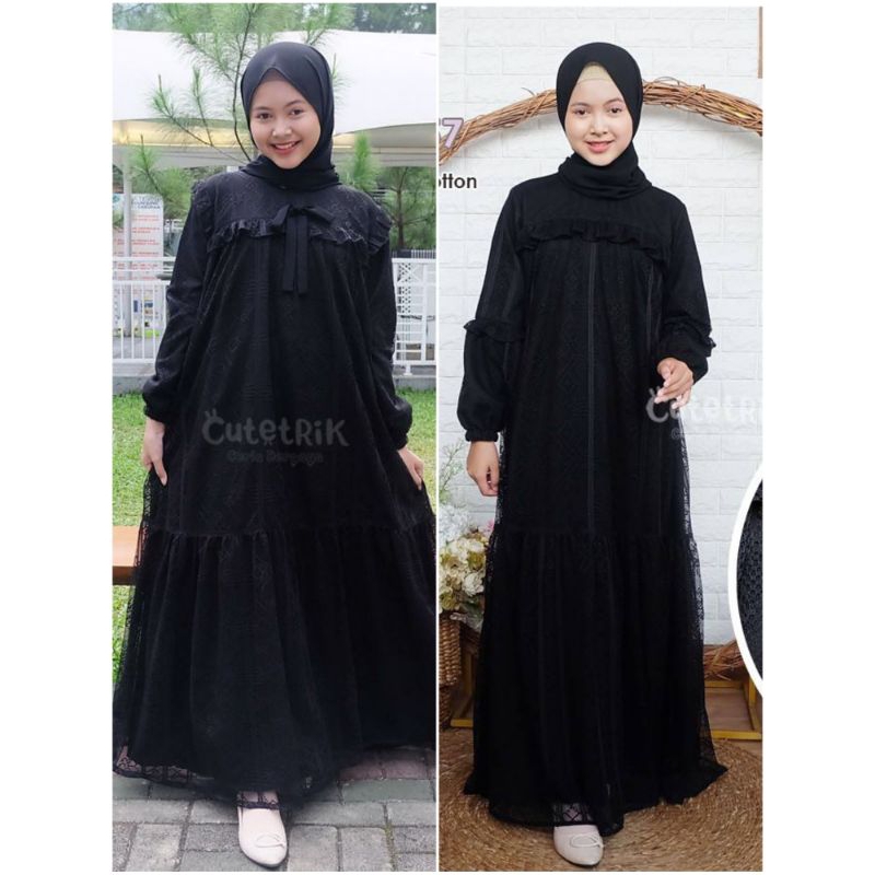 KOREAN STYLE GAMIS BRUKAT HITAM/ GAMIS KIMIRA BRUKAT CUTETRIK/ GAMIS BRUKAT CUTETRIK TERBARU