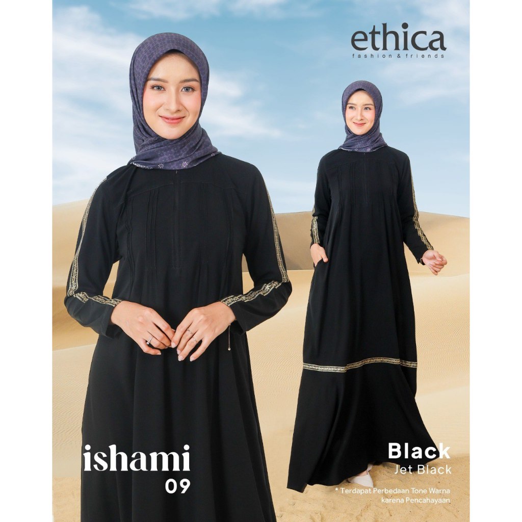 ISHAMI 09 / GAMIS HITAM / ETHICA / ISHAMI 09 BLACK / GAMIS WARNA HITAM / GAMIS DEWASA