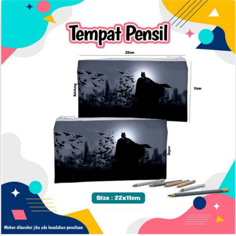 

Tempat pensil/ pouch tempat pensil/ Tempat alat tulis/ pencil case pouch karakter kartun Batman