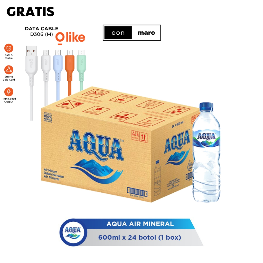 Aqua 600 ML 1 Dus ( 24 Botol)