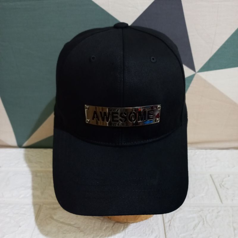 Topi Logo Besi Awesome Hitam Second