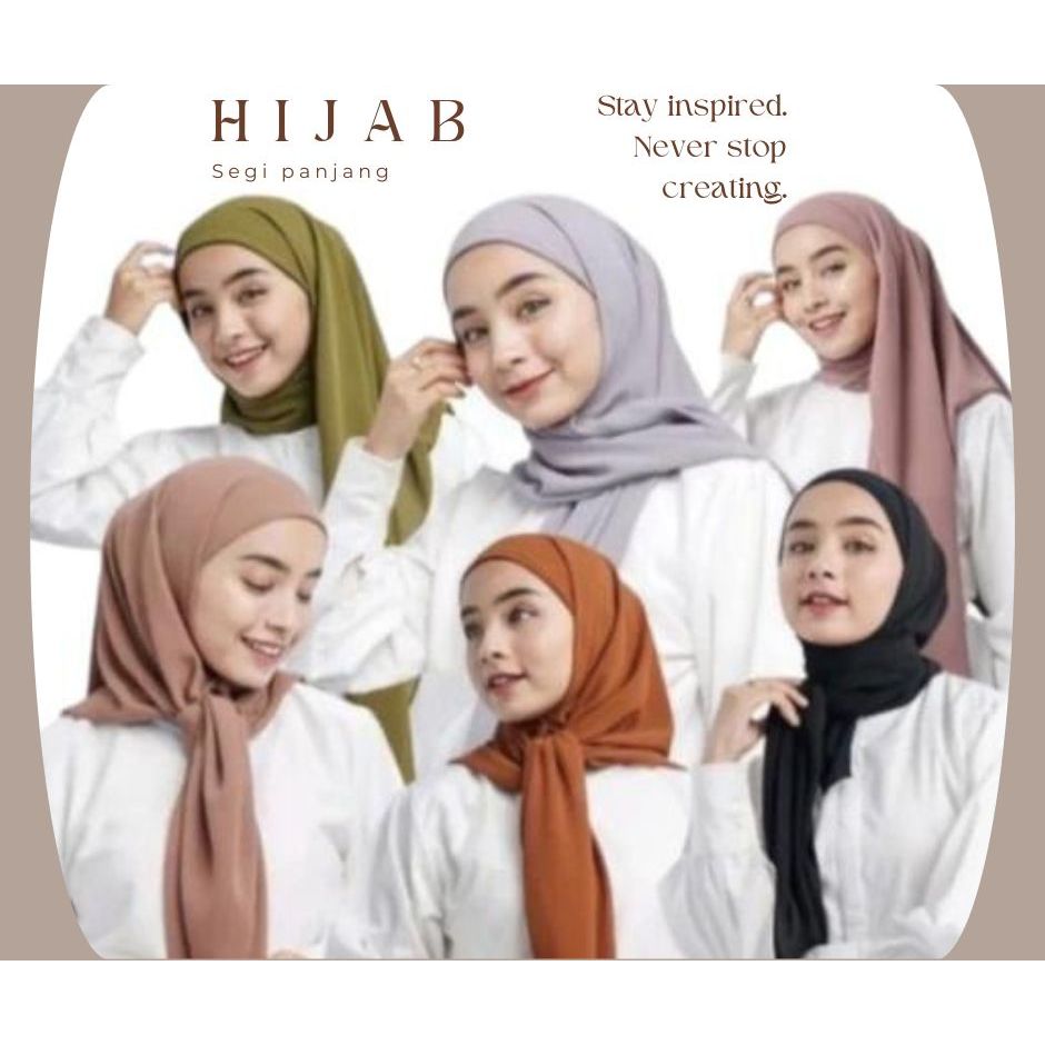 Hijab pashmina segi panjang//hijab instan panjang//segi panjang 175 x 60 Kerudung