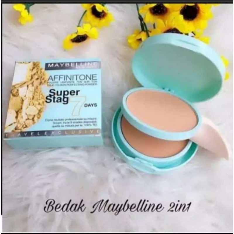 BEDAK MAYBELLINE AFFINITONE SUPERSTAG7 DAY HIJAU POWDER+ FOUNDATION BEST SELLER