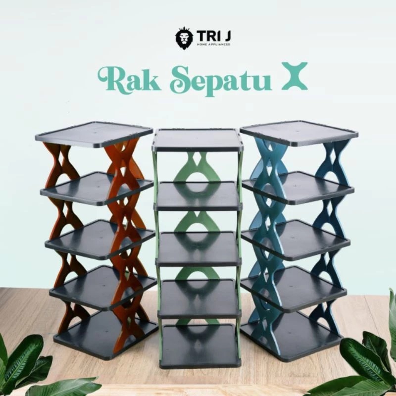 [HZ] - Rak Sepatu X Korea Plastik / Tempat Penyimpanan Sepatu ,Sandal Boneka Zig-Zag 4 & 5 tingkat