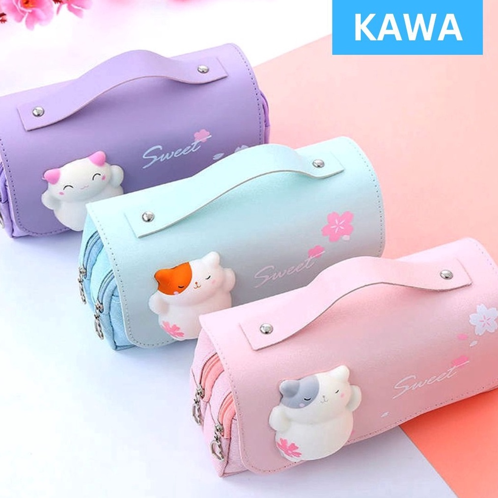 

ART V4E3 KAWA Kotak Pensil Squishy Lucu Kain Pencil Case Aesthetic Multifungsi