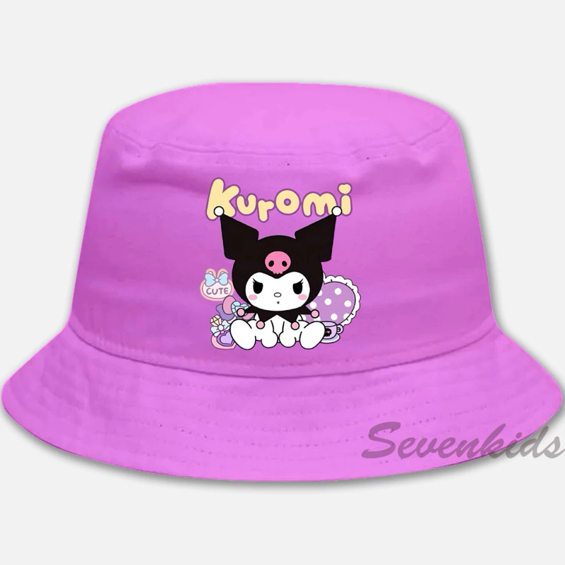topi buket kuromi anak TOPI ember Kuromi cute tudung kepala perempuan