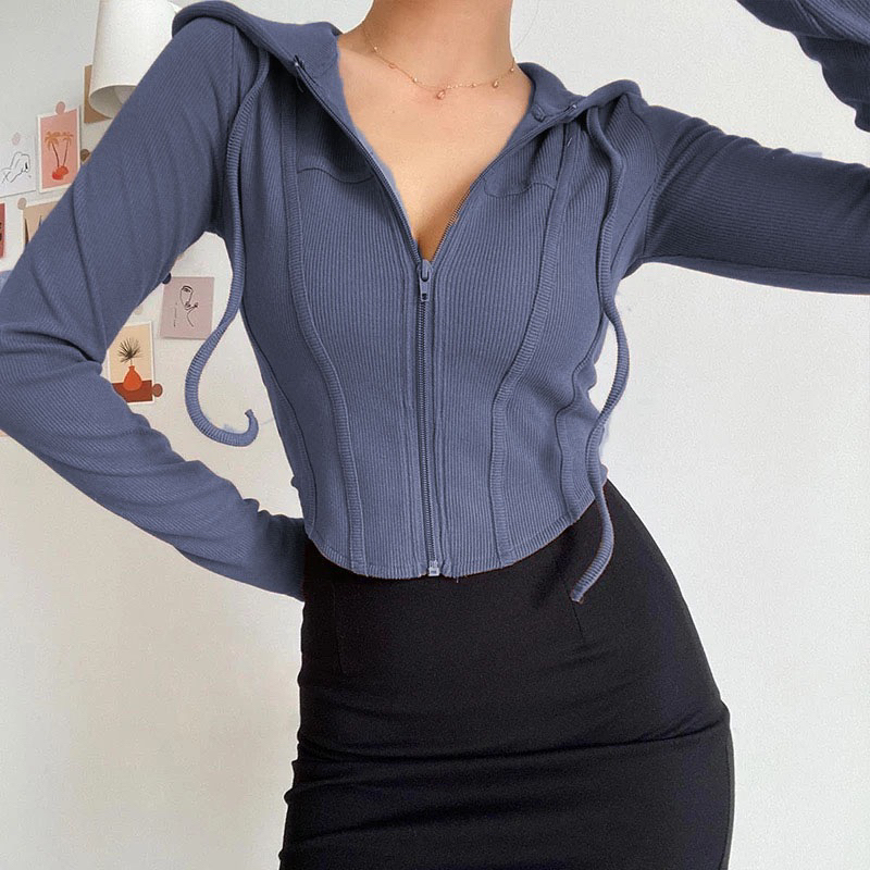 New Long Sleeve Reina Hoodie Crop Top Zipper / Jaket Zipper