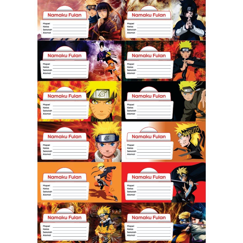 

Stiker Mata Pelajaran Karakter Naruto, One Piece, Dll