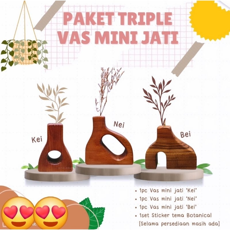 Vas bunga kayu/ Vas bunga aesthetic/ vas bunga kering